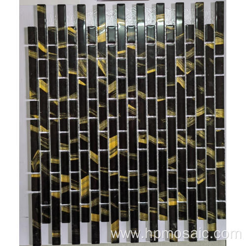 black yellow glass mosaic tile for kitchen